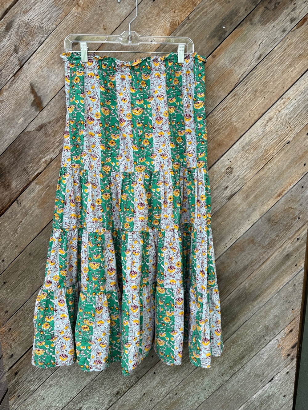 Rhode (Target Collab) Green Floral Tiered Maxi Skirt. Womens Medium.